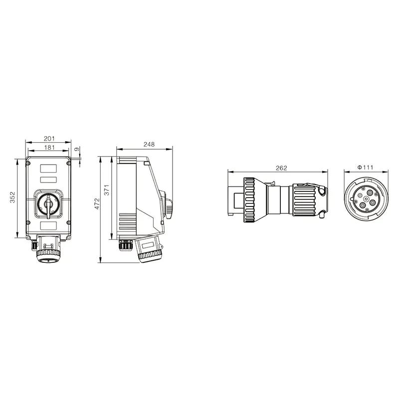 CZ Power Sockets CZ CZ0253 Explosion-proof Cable-Mounted Socket, All-Plastic, 10-150A, Ex de IIC T6 Gb, IP65
