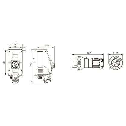 CZ Power Sockets CZ CZ0253 Explosion-proof Cable-Mounted Socket, All-Plastic, 10-150A, Ex de IIC T6 Gb, IP65