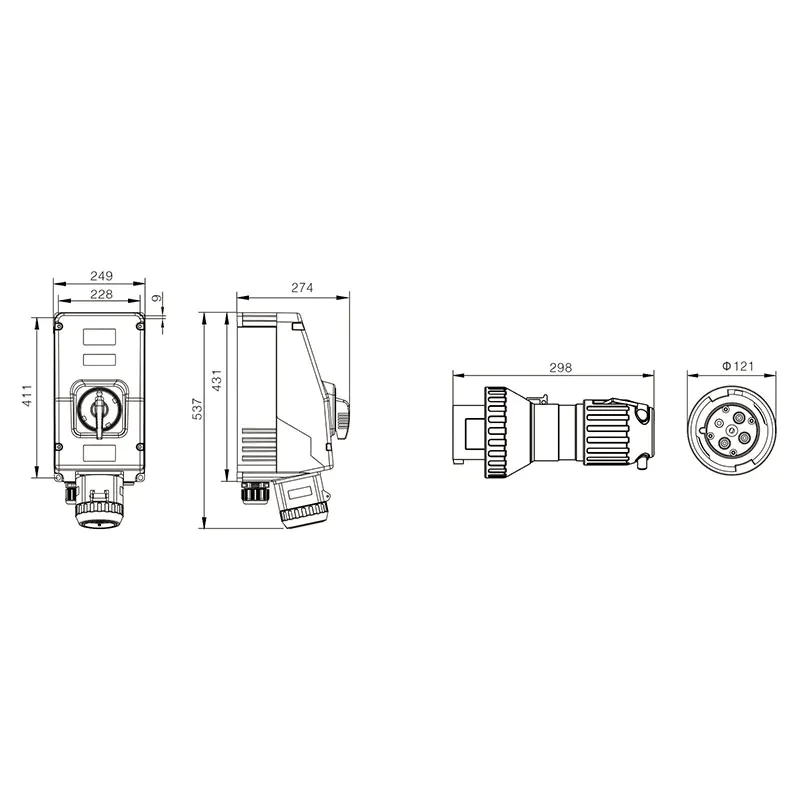 CZ Power Sockets CZ CZ0254 Explosion-proof Plug and Socket Device, GRP, 125A 690V, Ex db eb IIC T5 Gb T95℃ Db, IP65, IECEx ATEX Approved