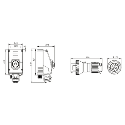 CZ Power Sockets CZ CZ0254 Explosion-proof Plug and Socket Device, GRP, 125A 690V, Ex db eb IIC T5 Gb T95℃ Db, IP65, IECEx ATEX Approved