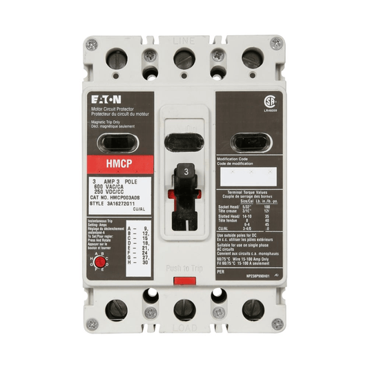 EATON Molded Case Circuit Breakers Eaton HMCP150T4S Series C Motor Circuit Protector (F‑Frame), 3‑Pole, 150 A, Magnetic‑Only Trip, 600 VAC / 250 VDC — Line & Load Stainless Steel Terminals