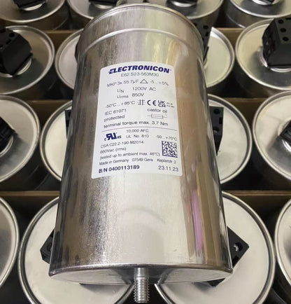 ELECTRONICON Aluminum Electrolytic Capacitors Electronicon E62.S23-563M30 Capacitor, MKP 3x55.7µF Δ, 1200V AC UN / 850Vrms, IEC 61071 Protected, -50°C–+85°C, Terminal Torque 3.7 Nm