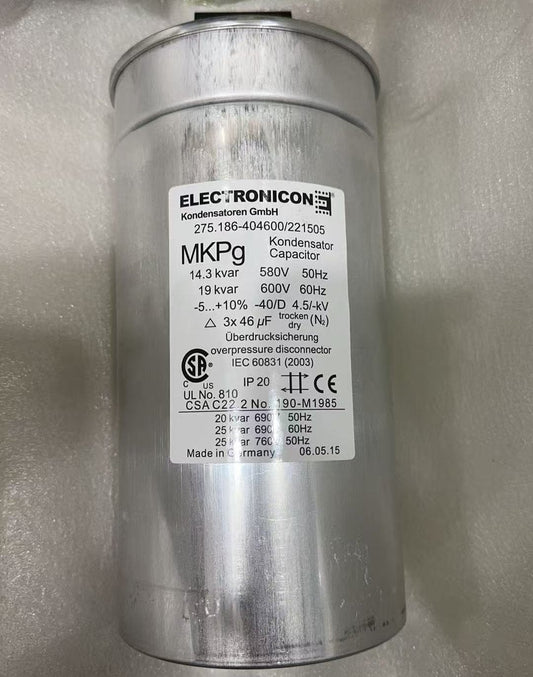 ELECTRONICON ELECTRONICON 275.186-404600/221505 MKPg Dry AC Capacitor, 46 µF, 580 V 50 Hz / 600 V 60 Hz, ±5/+10% – Pack of 10