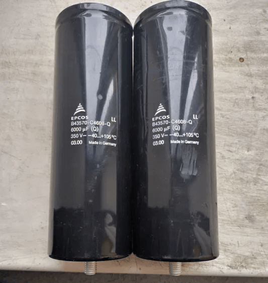 EPCOS Aluminum Electrolytic Capacitors TDK EPCOS B43570C4608Q Aluminum Electrolytic Capacitor, 6000µF 350V, Screw Terminal with Threaded Stud, 76.9×220.7mm, ESR 20mΩ, Ripple 15A, -40 to +105°C, B43570 Series – Pack of 12