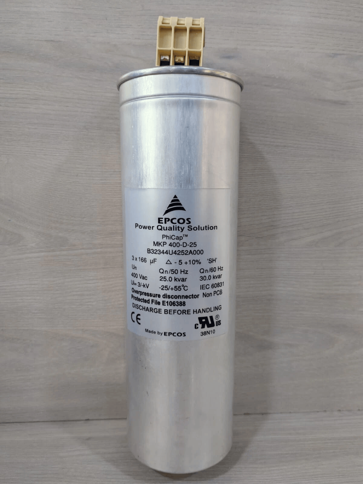 EPCOS EPCOS B32344E4252A000 MKP400-D-25.0 PhiCap Film Capacitor, 25.0 kvar D (Delta) 400V, 3x166µF, Power Factor Correction