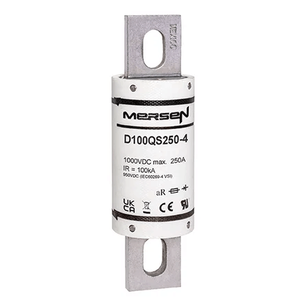 Ferraz Shawmut General Industrial Fuses Mersen D100QS250-4 D100QS Series High-Speed DC Fuse, 1000VDC, 250A aR, 5.09in Round Body - Pack of 5