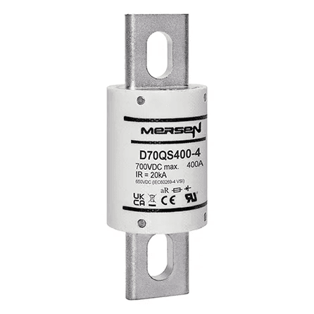 Ferraz Shawmut General Industrial Fuses Mersen D70QS400-4 D70QS Series High-Speed DC Fuse, 700VDC, 400A aR, 4.34in Round Body - Pack of 5