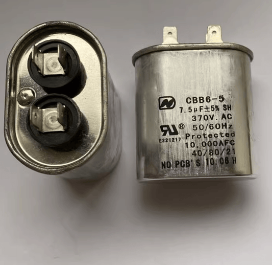 Haixin Motor Run Capacitors Haixin CBB6-5 Motor Run Capacitor, 7.5µF 370V AC, 50/60Hz, Protected 10,000AFC, Non-PCB - Pack of 12