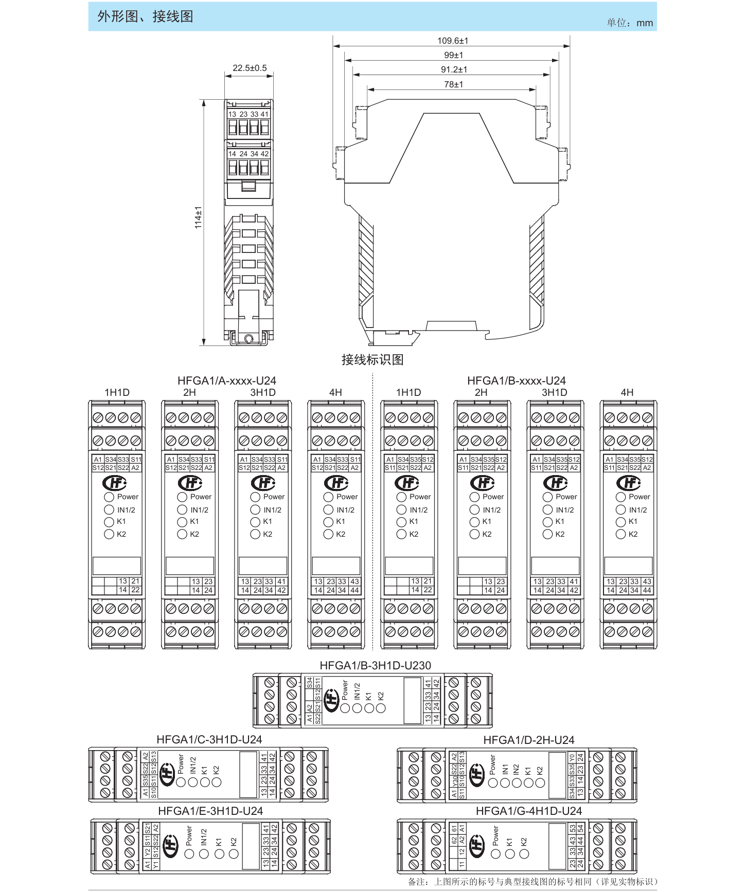 HONGFA HONGFA HFGA1/A-2H-U24 Safety Relay Module Standard Rail Installation