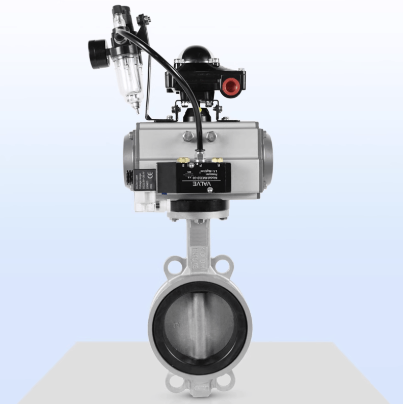 HUGONG Valve HUGONG D671X-16P DN50 Stainless Steel Soft-Sealing Pneumatic Butterfly Valve