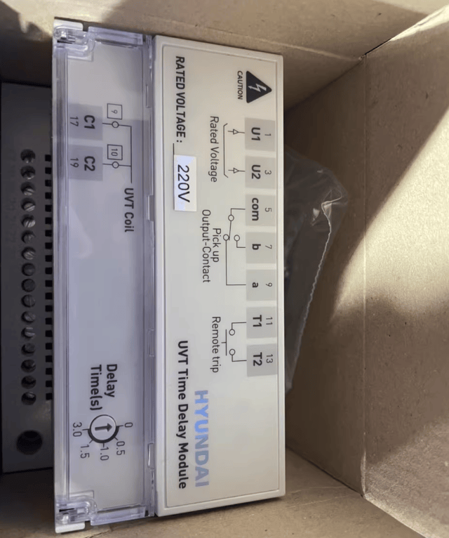 Hyundai Hyundai UANS-UT2 UVT Time Delay Module — Under‑Voltage Trip (UVT) Timer Module, DIN‑Rail/Panel Mount Compatible
