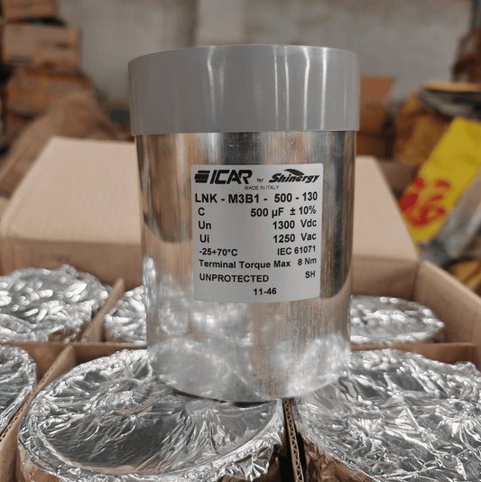Icar ICAR LNK-M3B1-500-130 DC Link Capacitor, 500 µF ±10%, 1300 VDC / 1250 VAC, –25 °C to +70 °C, IEC 61071 – Pack of 4