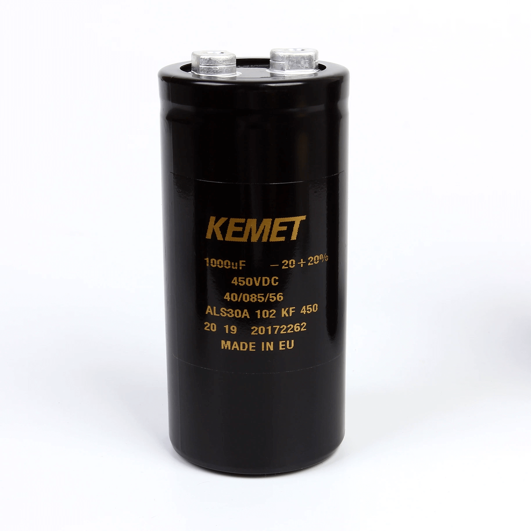 KEMET Aluminum Electrolytic Capacitors KEMET ALS30A102KF450 — ALS30 Series Screw‑Terminal Aluminum Electrolytic Capacitor, 1000 µF ±20%, 450 VDC, 18,000 hr, Ø51×105 mm, Lead Spacing 22.2 mm, ESR 118 mΩ @100 Hz, Ripple 6.5 A — Pack of 5