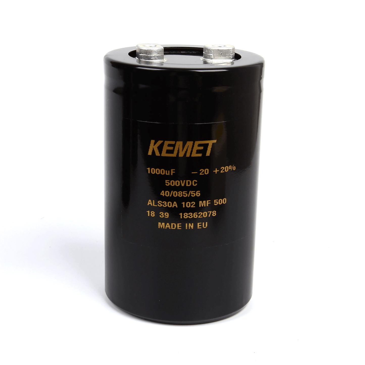 KEMET Aluminum Electrolytic Capacitors KEMET ALS30A102KF500 — ALS30 Series Screw‑Terminal Aluminum Electrolytic Capacitor, 1000 µF ±20%, 500 VDC, 18,000 hr, Ø51×105 mm, Lead Spacing 22.2 mm, ESR 136 mΩ @100 Hz, Ripple 7.3 A — Pack of 5