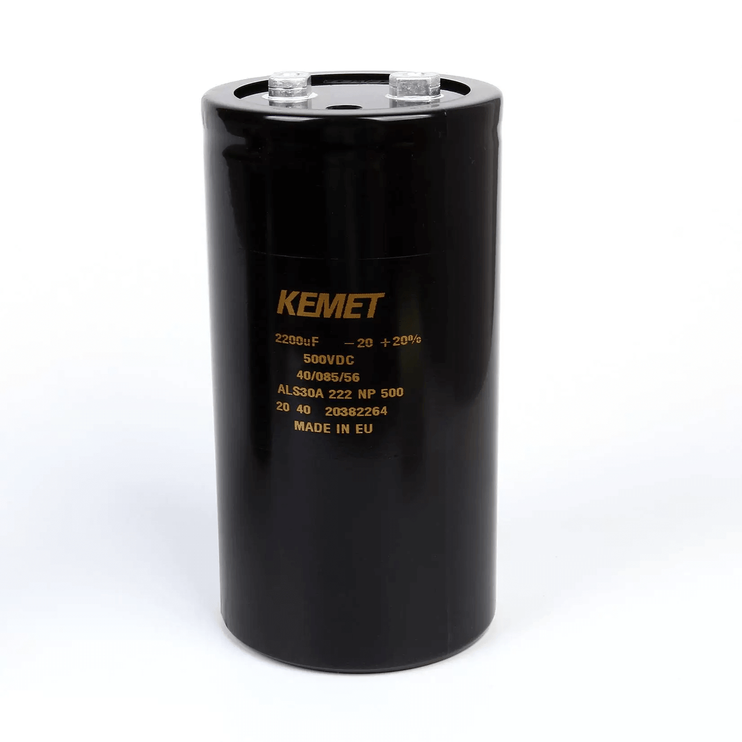 KEMET Aluminum Electrolytic Capacitors KEMET ALS30A222NP500 — ALS30 Series Screw‑Terminal Aluminum Electrolytic Capacitor, 2200 µF ±20%, 500 VDC, 20,000 hr, Ø77×146 mm, Lead Spacing 31.8 mm, ESR 80 mΩ @100 Hz, Ripple 14.3 A — Pack of 5