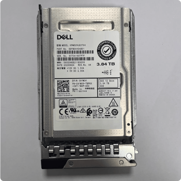 KIOXIA Dell Kioxia 3.84TB SAS 12Gbps 2.5-inch SSD (DP/N 091W3V, Kioxia KPM5XVUG3T84) - For Dell PowerEdge G14 G15 Servers