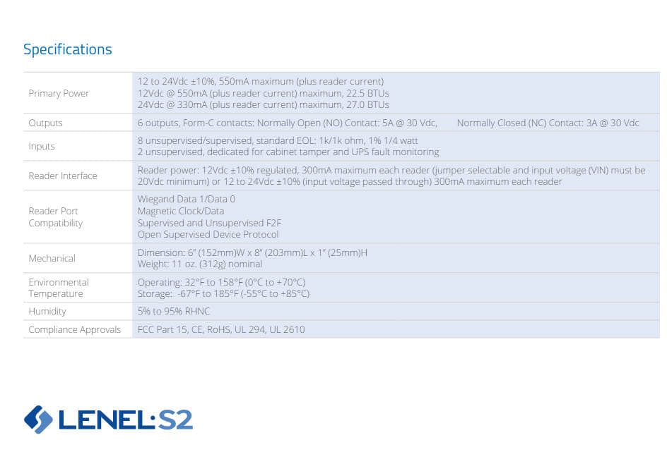 LENEL Electronic card reader LENEL LNL-1320-S3 Intelligent Dual Reader Controller