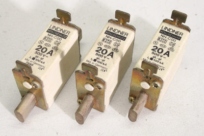 LINDNER NHC00 NH000 25A 500V 10pcs Lindner 25A 500V NH00 Series Fast-Acting Ceramic Fuses (NHC00, NH000)