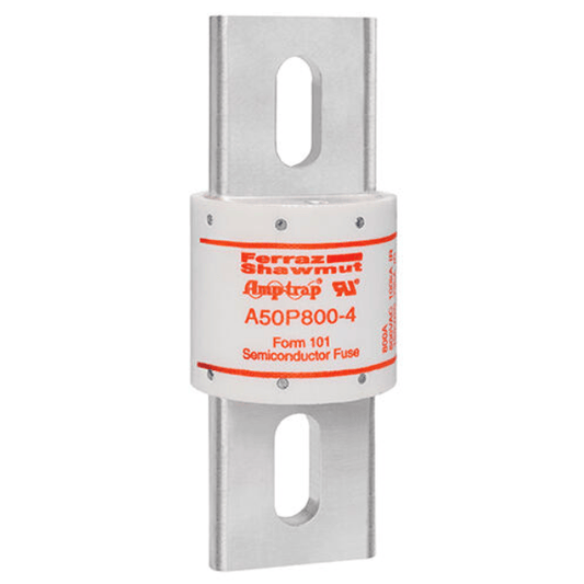 Mersen General Industrial Fuses Mersen Amp‑Trap A50P A50P800‑4 Fuse, 800A 500VAC / 450VDC, High‑Speed Blade (Form 101), Silver‑Plated Blade, Bolted Mount - Pack of 1