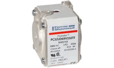 Mersen General Industrial Fuses Mersen PC32UD69V350TF Protistor Fuse, 350A 690V AC, Size 32 aR, High-Speed Square Body with Striker - Pack of 3