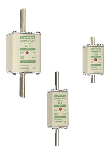 Mersen General Industrial Fuses T227855 - Mersen NH000AM69V16 NH Fuse-Link, 16A 690V AC, aM Time-Delay, NH000 (21mm) with Live Tags & Double Indicator - Pack of 3