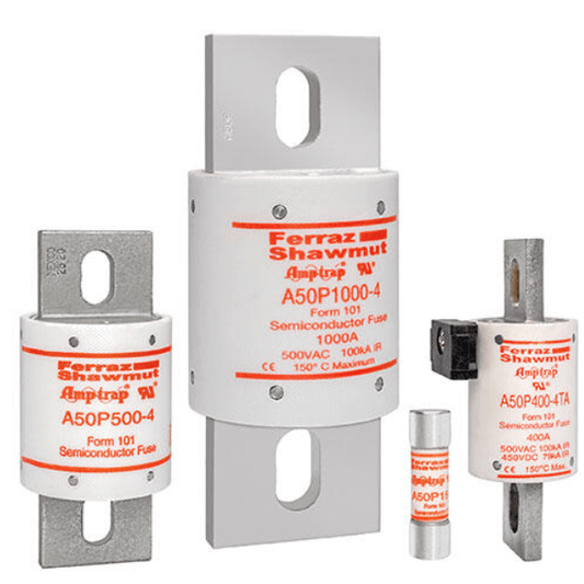 Mersen Industrial Fuses Mersen A50P500-4TI Amp-Trap® A50P High-Speed Blade Fuse, 500 A, 500 VAC / 450 VDC, TI Indicator, Blade Terminals, Bolted Mount - Pack of 4