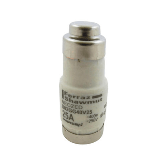Mersen Industrial Fuses Mersen NEOZED D02GG40V25 gG Fuse-link, 25A 400VAC 250VDC, D02 Size,  - Pack of 10