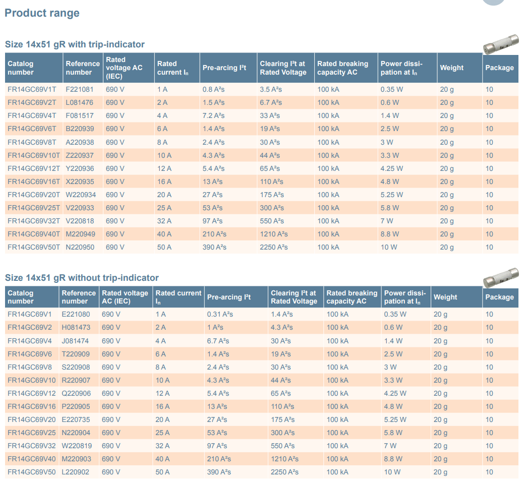 Mersen Mersen V220933 - FR14GC69V25T Fuses (10 Pieces)