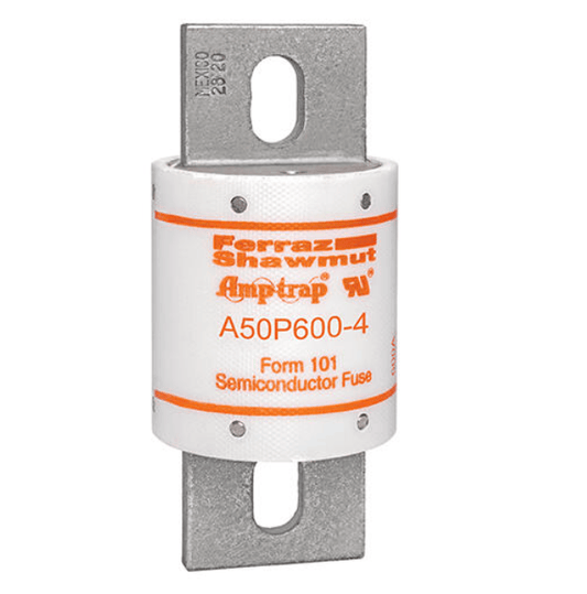Mersen Semiconductor Protection Fuses Mersen Ferraz Shawmut A50P600-4 High Speed Semiconductor Fuse, 600A, 500VAC/450VDC, Form 101 Blade, Bolted, 50kA IR, Tin-Plated Copper, 50.8×113.5mm, Amp-Trap A50P Series – Pack of 4