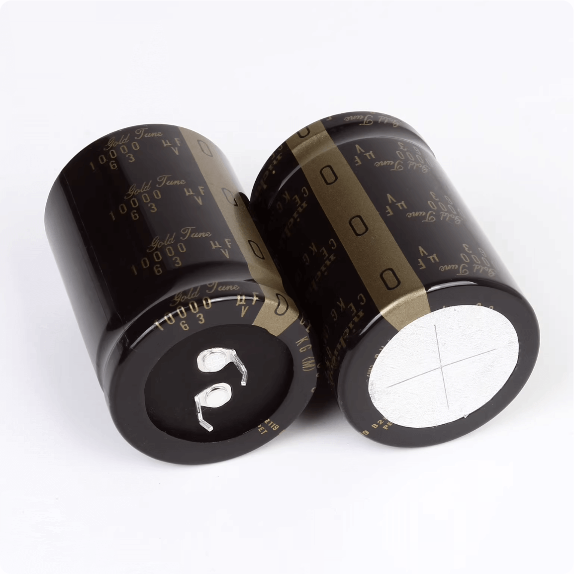 Nichicon Aluminum Electrolytic Capacitors Nichicon LKG1E332MESACK Gold Tune Audio Grade Capacitor, 3300uF 25V, Snap-In, 25x40mm - Pack of 5