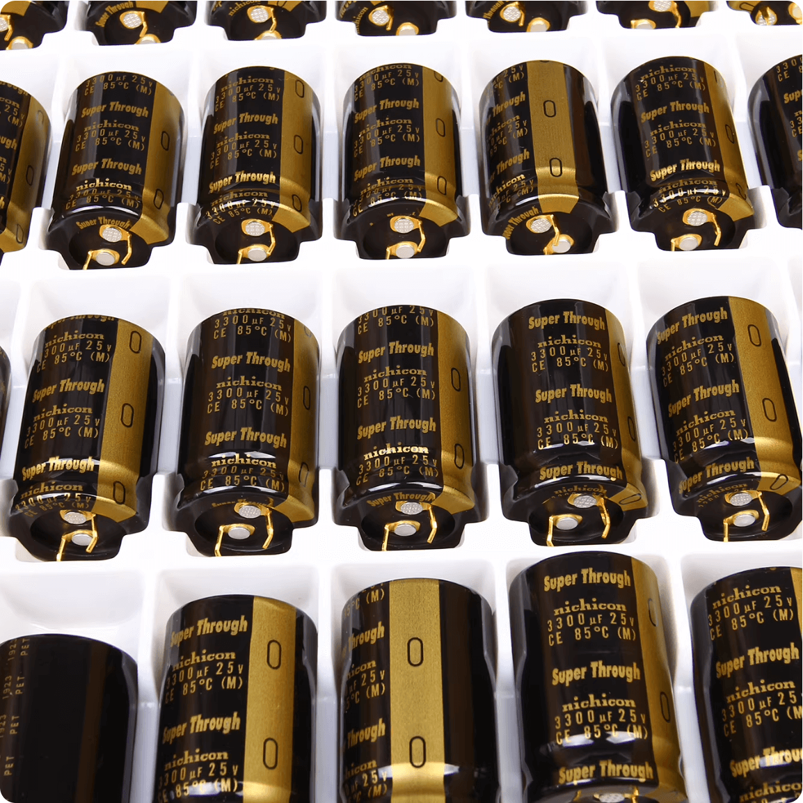 Nichicon Aluminum Electrolytic Capacitors Nichicon LKG1J103MESCAK Gold Tune Audio Grade Capacitor, 10000uF 63V, Snap-In, 35x50mm - Pack of 5