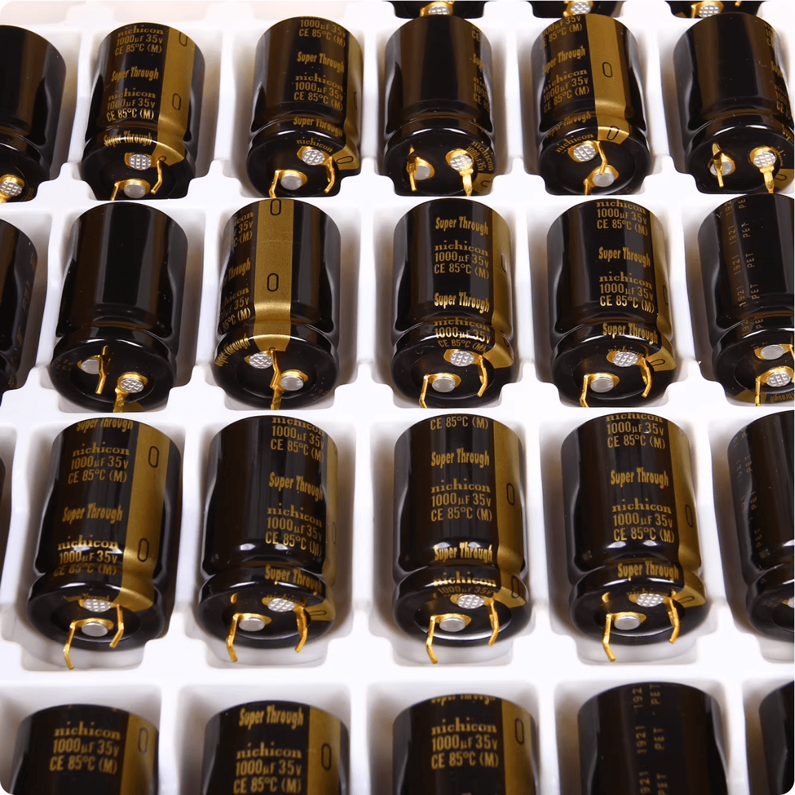 Nichicon Aluminum Electrolytic Capacitors Nichicon LKG1V102MESYCK Gold Tune Audio Grade Capacitor, 1000uF 35V, Snap-In, 20x30mm - Pack of 5