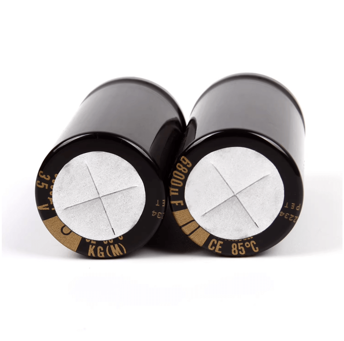 Nichicon Aluminum Electrolytic Capacitors Nichicon LKG1V682MESZAK Gold Tune Audio Grade Capacitor, 6800uF 35V, Snap-In, 22x40mm - Pack of 5