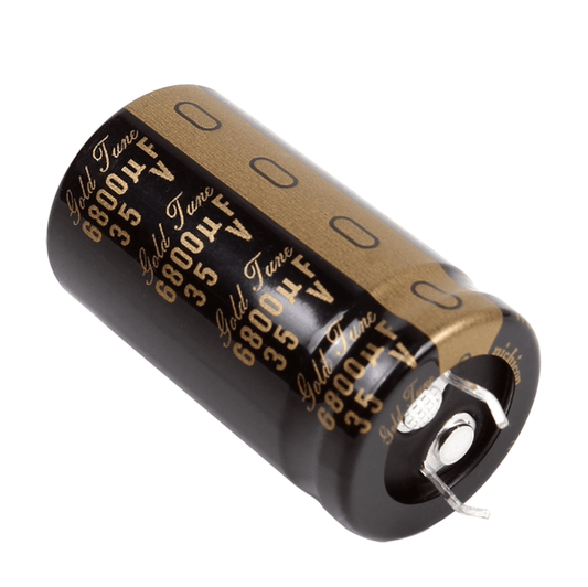 Nichicon Aluminum Electrolytic Capacitors Nichicon LKG1V682MESZAK Gold Tune Audio Grade Capacitor, 6800uF 35V, Snap-In, 22x40mm - Pack of 5