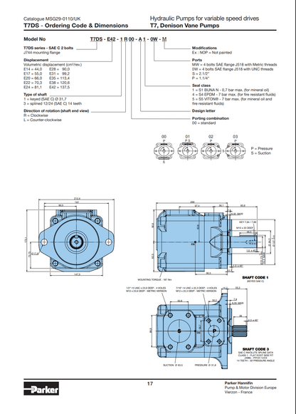 PARKER PARKER T7DDS-E42-E31-1R00-A1MO Hydraulic Pumps