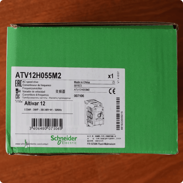 Schneider Schneider Electric Altivar ATV12H055M2 VFD, 0.75 HP (0.55 kW), Single Phase 200-240V, with Heatsink
