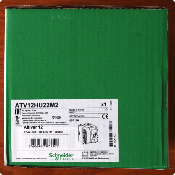 Schneider Schneider Electric Altivar ATV12HU22M2 VFD, 3 HP (2.2 kW), Single Phase 200-240V, with Heatsink