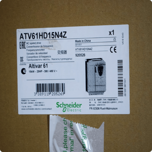 Schneider Schneider Electric Altivar ATV61HD15N4Z VFD, 20 HP (15 kW), 3-Phase 380-480V, IP20, EMC Filter, No HMI
