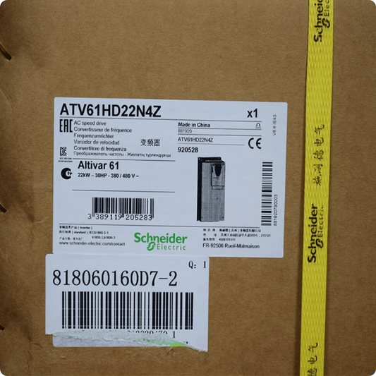 Schneider Schneider Electric Altivar ATV61HD22N4Z VFD, 30 HP (22 kW), 3-Phase 380-480V, IP20, EMC Filter, No HMI
