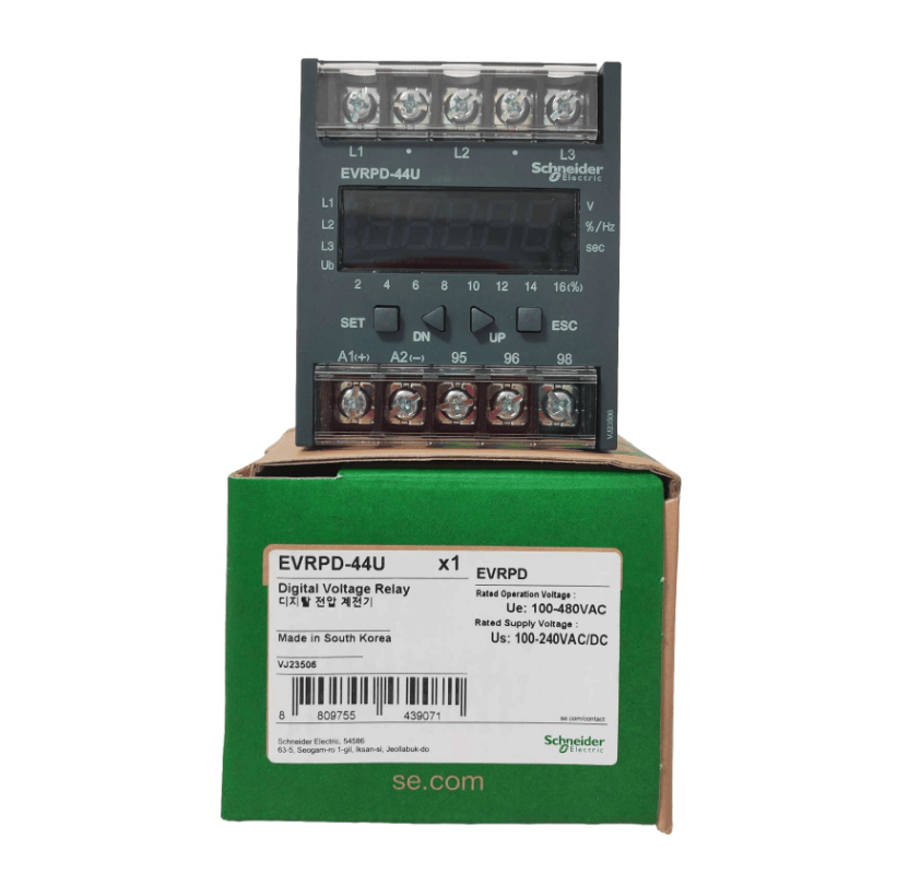 Schneider Schneider Electric EVRPD-44U Digital AC/DC Voltage Relay, 100-240VAC/DC, 44U Series, Over/Under/Phase Loss Protection, 50/60Hz