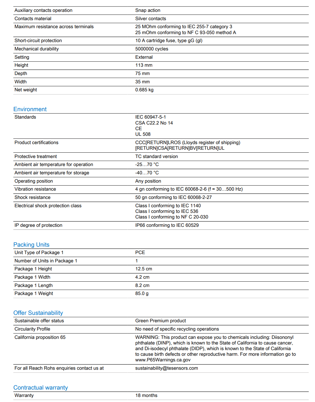 Schneider Schneider XMLA020B2S12 Electromechanical pressure sensor  (2 Pieces)