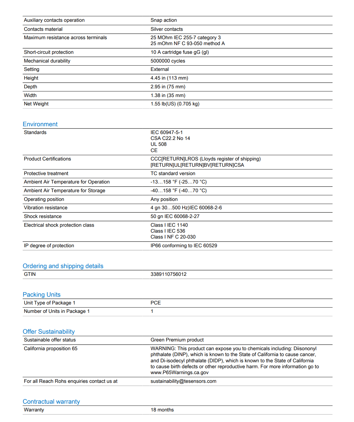 Schneider Schneider XMLB020B2S12 Electromechanical pressure sensor  (2 Pieces)