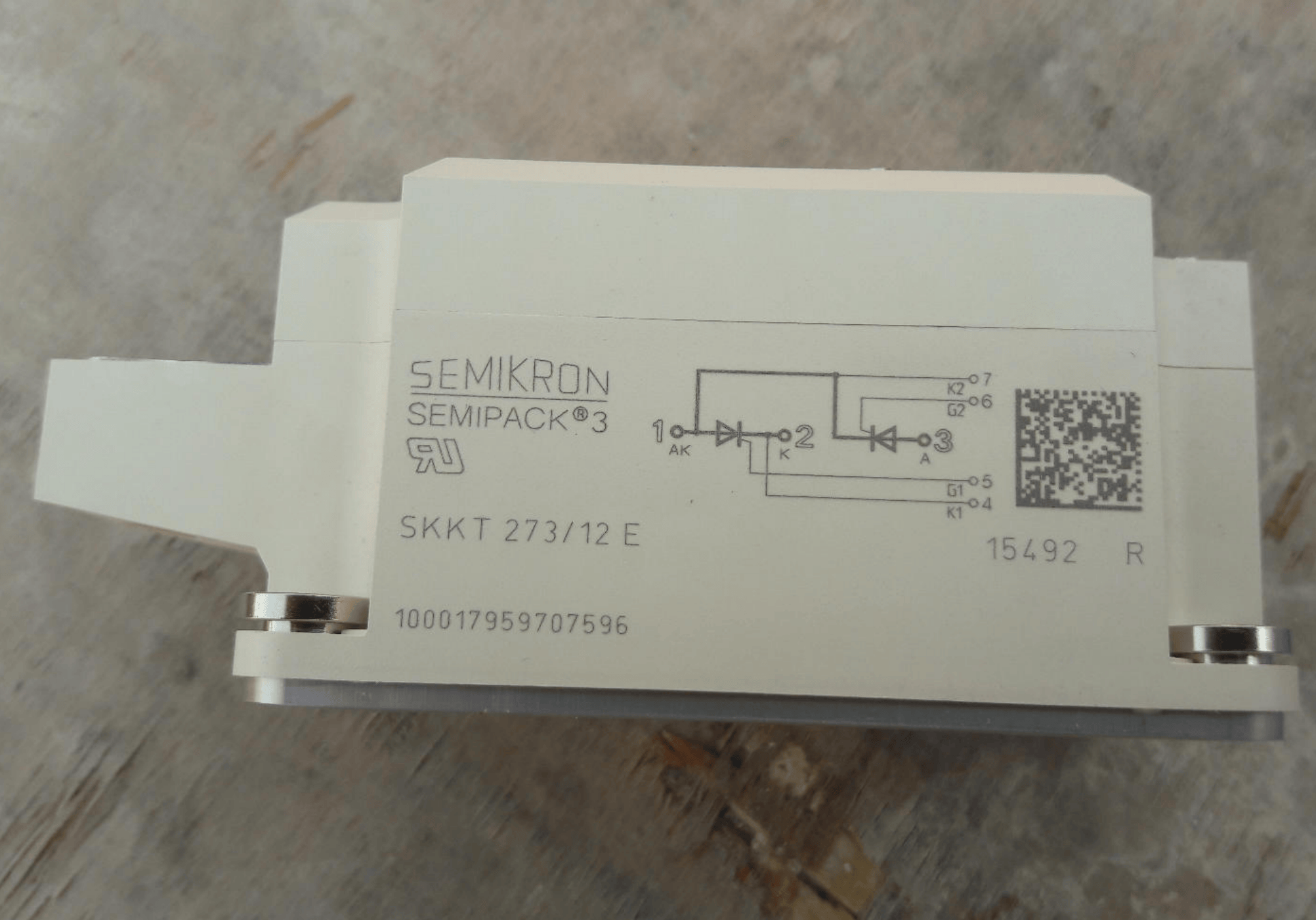 SEMIKRON SEMIPACK® 3 Thyristor Module, SKKT 273/12 E, 273A 1200V, Dual ...