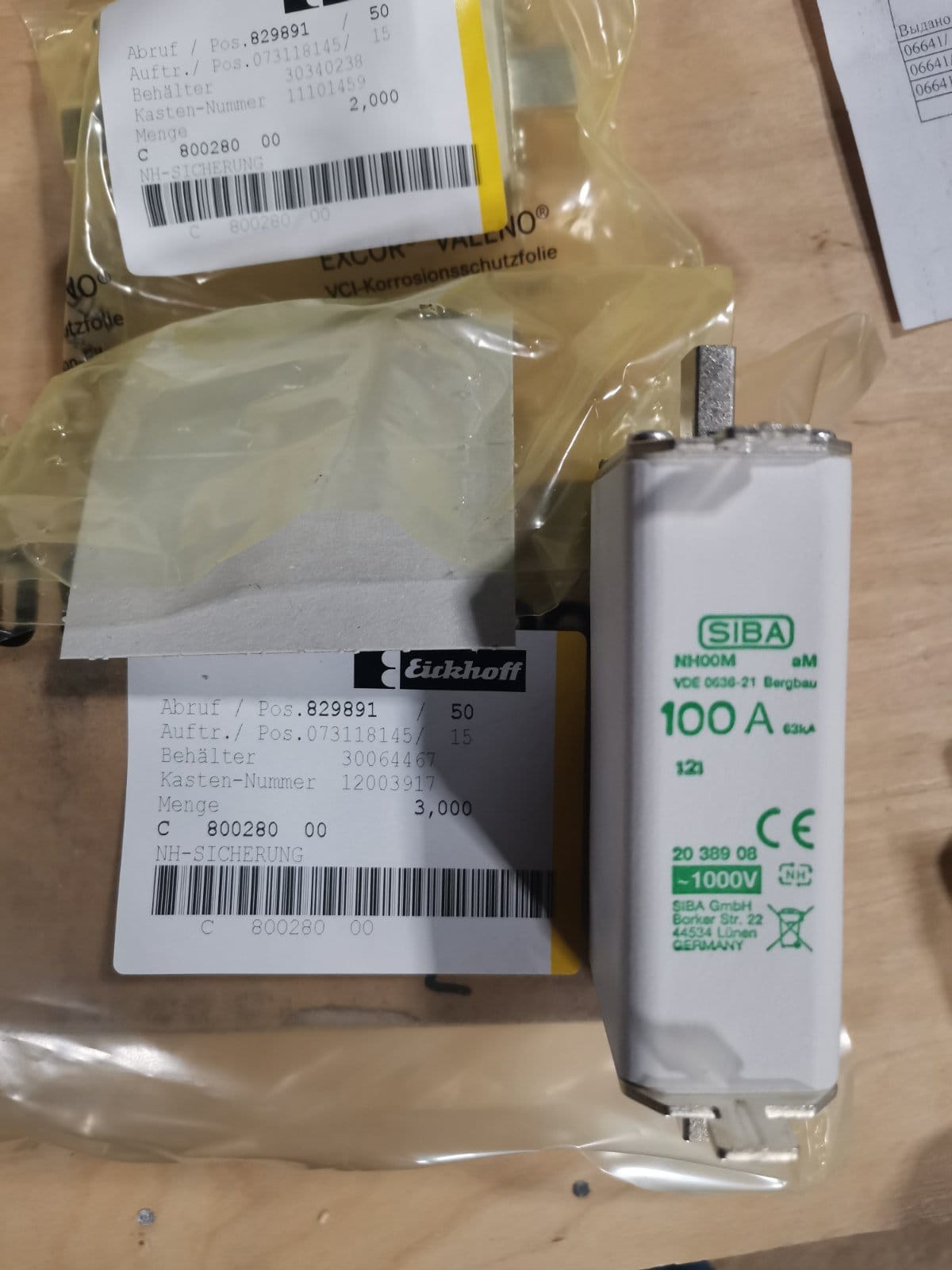 Siba 2038908 NH00M 1000V 100A Fuses ( 6Pieces) – Apexon Solutions LLC