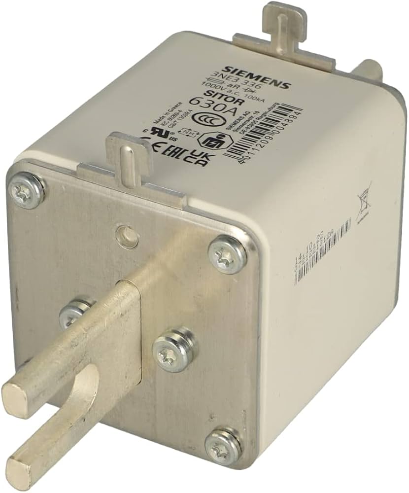 Siemens Semiconductor Protection Fuses Siemens SITOR 3NE3336 aR Fuse, 630A 1000VAC, Ultrafast Semiconductor Protection, NH Size 3 - Pack of 3