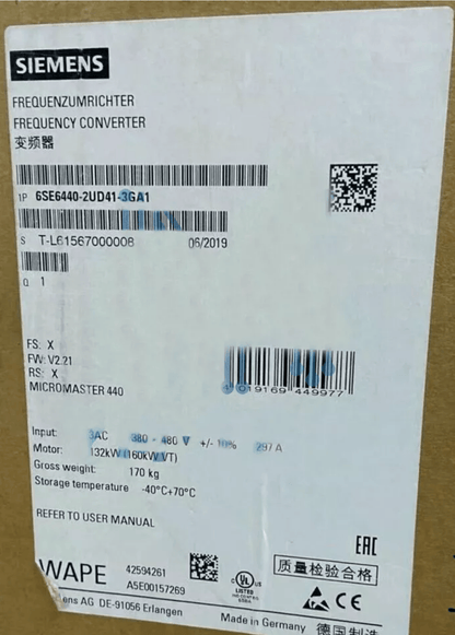 Siemens SIEMENS 6SE6440-2UD41-3GA1 132kW AC Inverter Drive