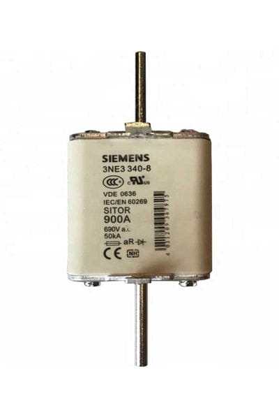 Siemens Siemens SITOR 3NE3340-8 aR Fuse, 900A 1000VAC, Ultrafast Semiconductor Protection, NH Size 3 - Pack of 3