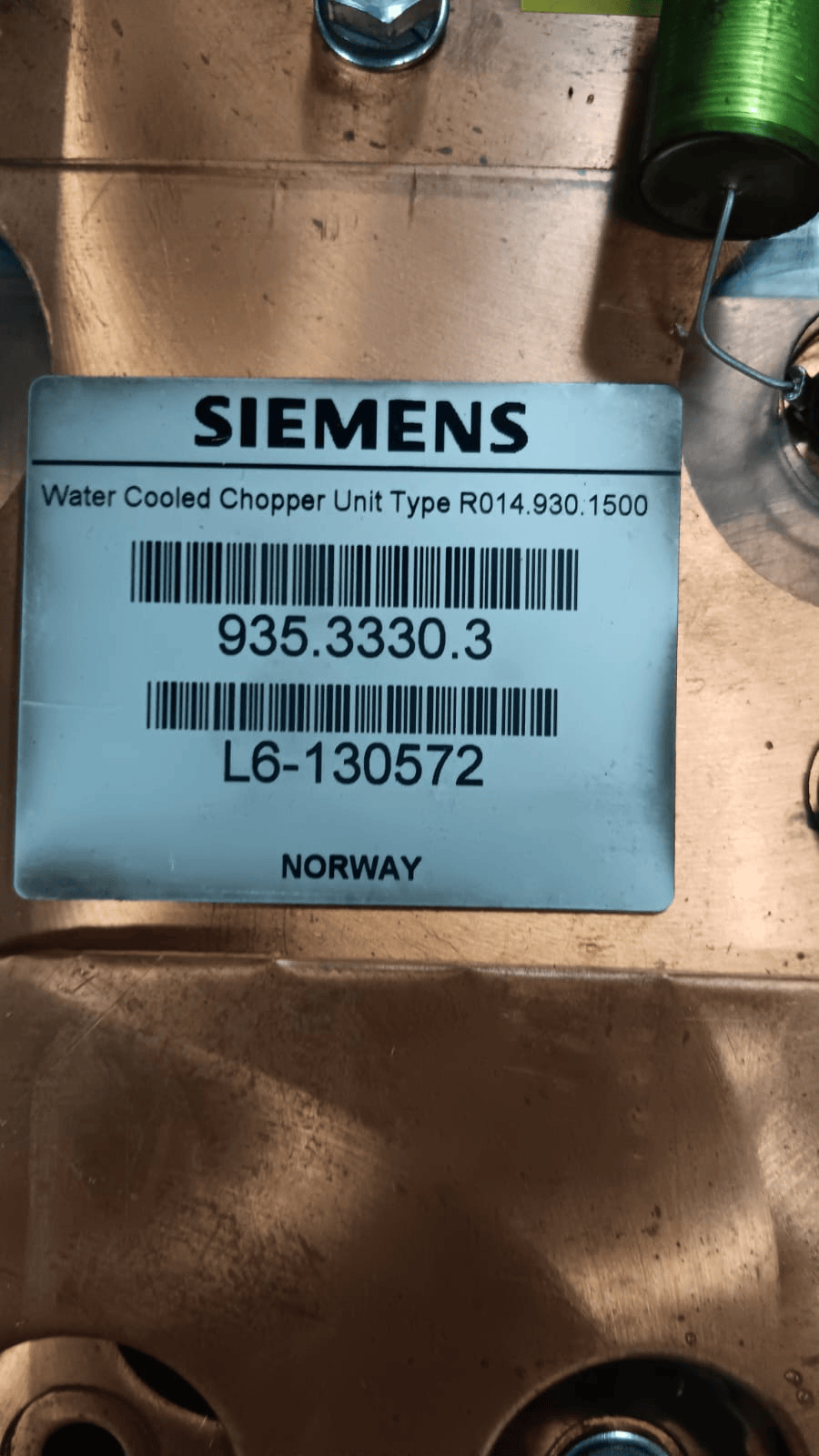 Siemens Water Cooled chopper Unit Type R014.930.1500 / 935.3330.3 ...