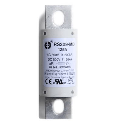 Sinofuse General Industrial Fuses Sinofuse RS309-MD High-Speed Fuse, 125A 500V AC/DC, aR Semiconductor Protection, Bolted Tag - Pack of 10