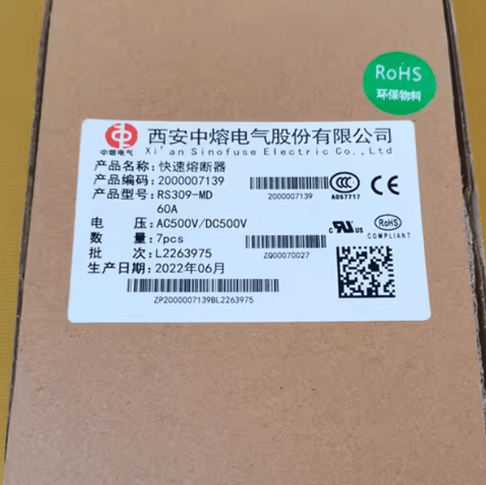 Sinofuse General Industrial Fuses Sinofuse RS309-MD High-Speed Fuse, 60A 500V AC/DC, aR Semiconductor Protection, Bolted Tag - Pack of 10